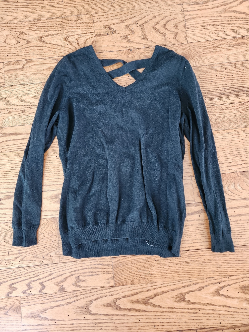 Dark Green Long Sleeve Sweater with Crisscross Back Detail